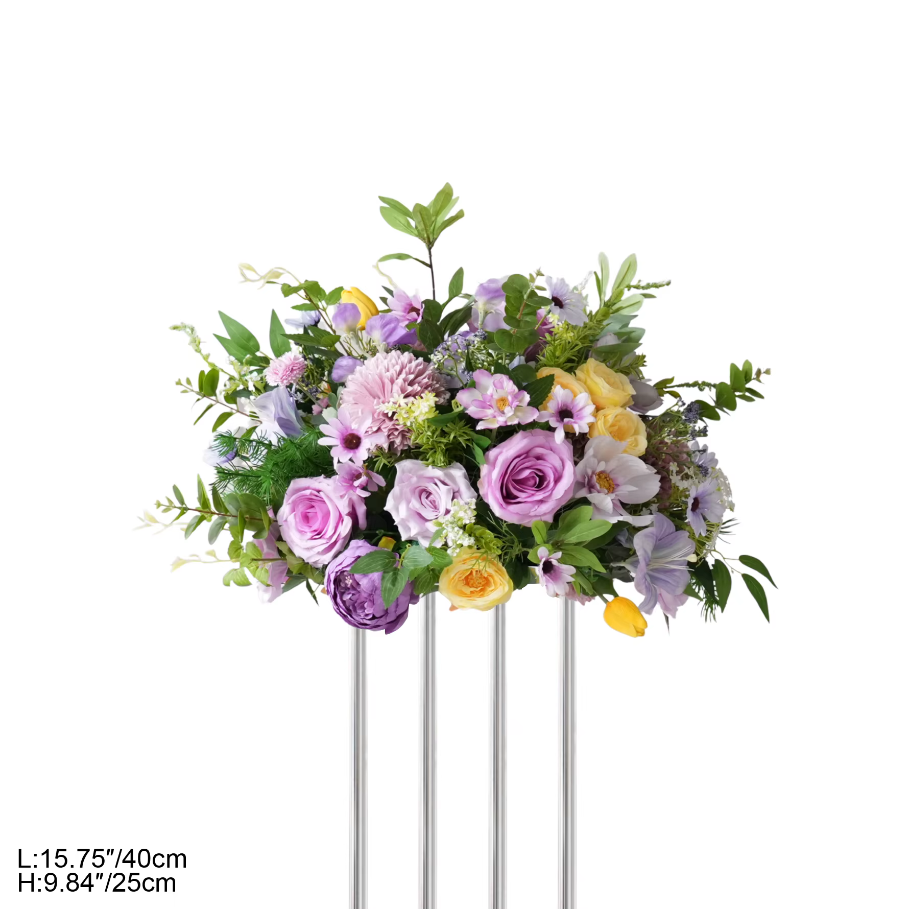 CHUXIN C9197 Centre de Table Floral Artificiel Violet avec Pompons et Verdure pour Réception de Mari