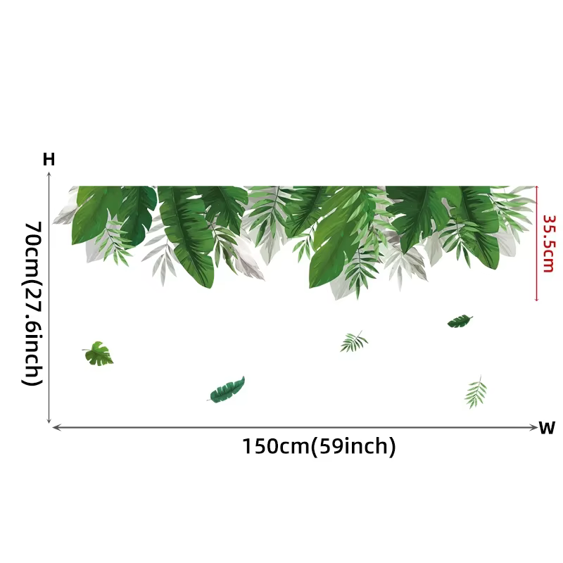 Autocollants muraux en pvc, feuilles tropicales, feuilles de palmier, plantes vertes, pour salon, ch
