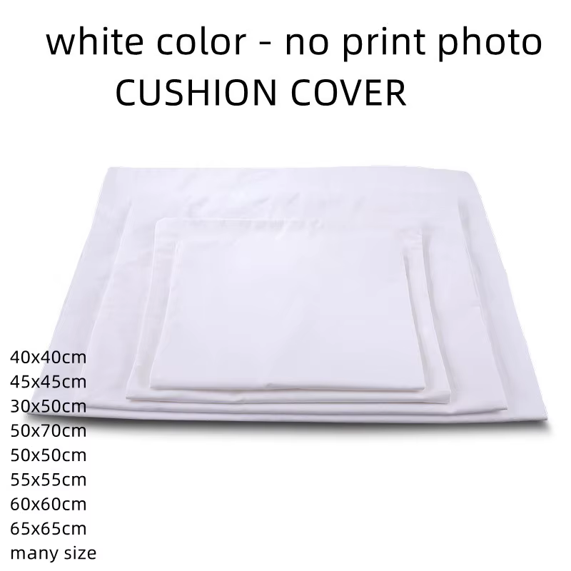 Housse de coussin de couleur blanche (sans Photo imprimée), pour siège de voiture, canapé, décoratio