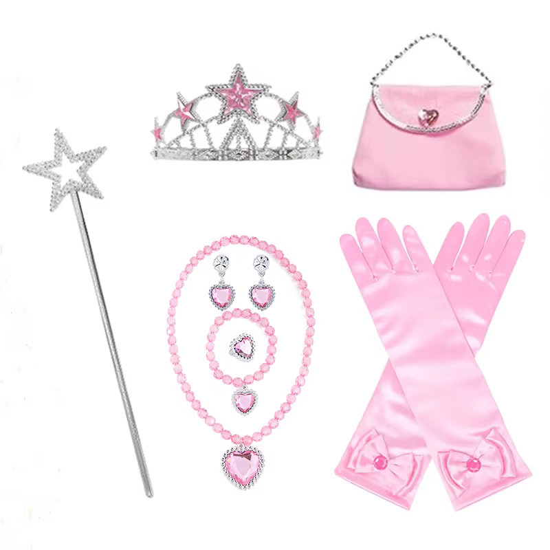 Accessoires de Cosplay princesse rose pour Halloween, couronne pour filles, baguette, sac en dentell