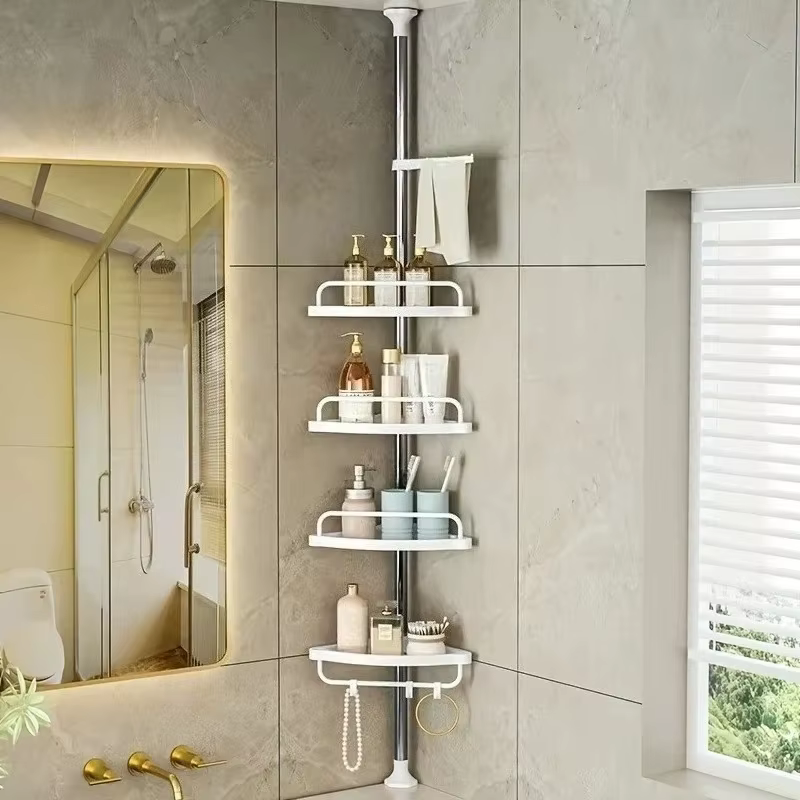 Étagère d'angle de salle de bain réglable de haut en bas, support de rangement de douche à 4 niveaux