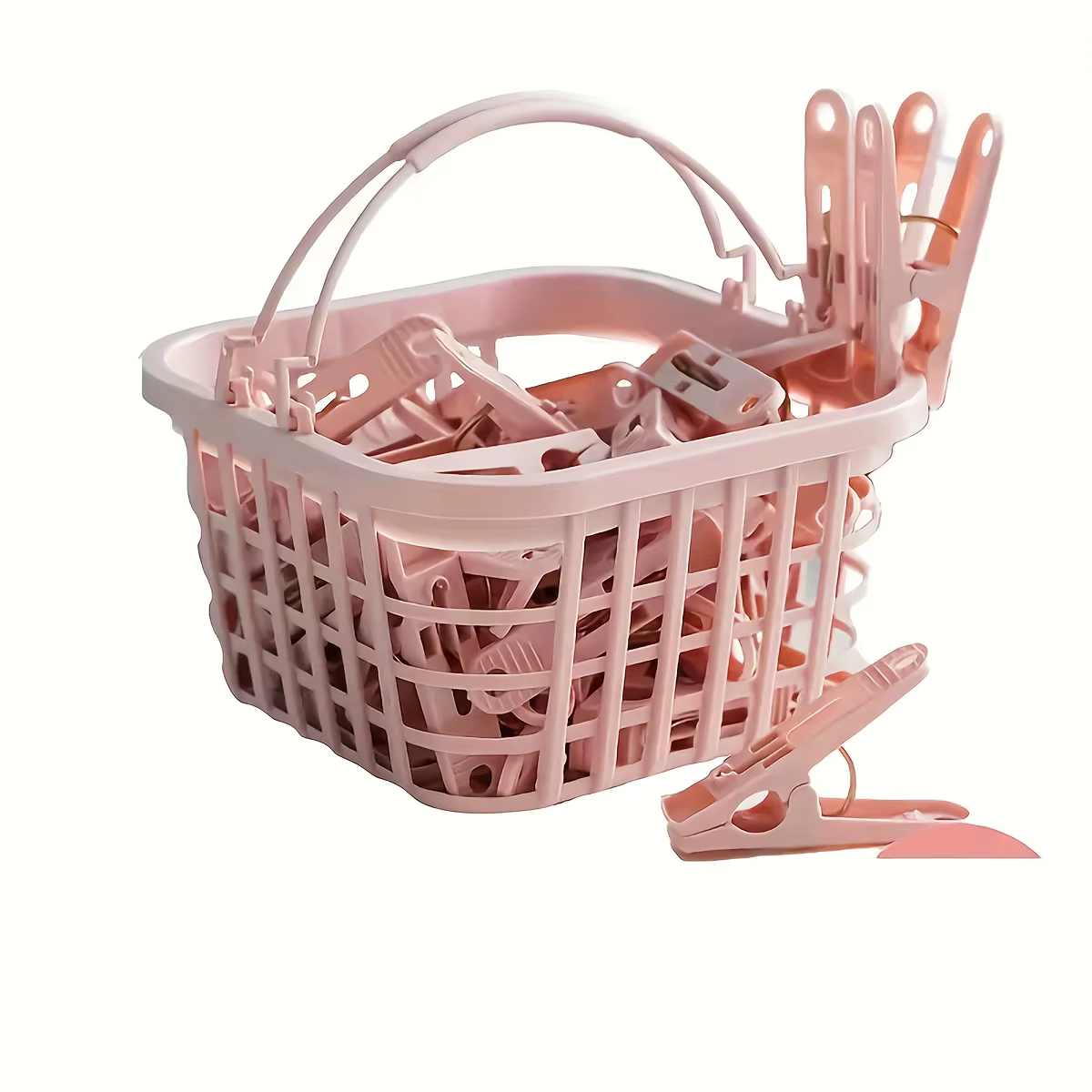 1 ensemble de pinces à linge en plastique coupe-vent avec panier de rangement, pinces de séchage pou