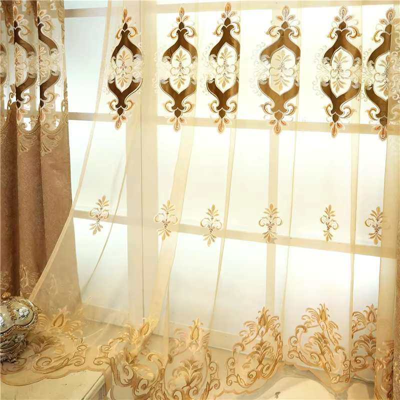 Rideaux brodés décoratifs élégants personnalisés de haute qualité, pour chambre à coucher, style eur