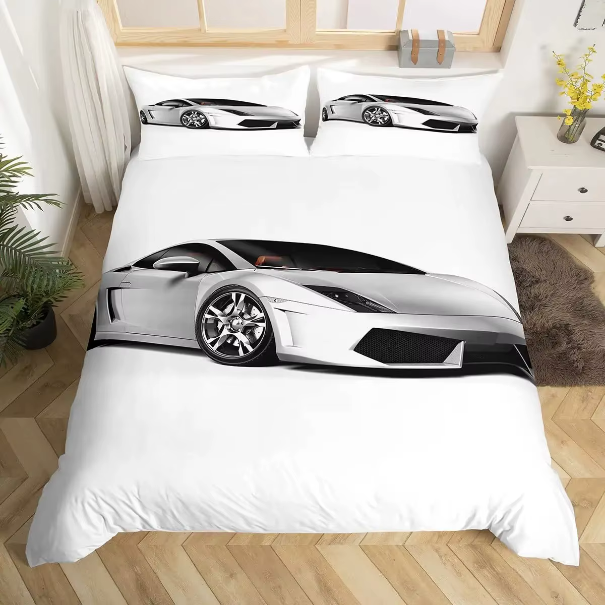 Housse de couette et taie d'oreiller, ensemble de literie pour voiture de sport RS pour A-Audis, déc