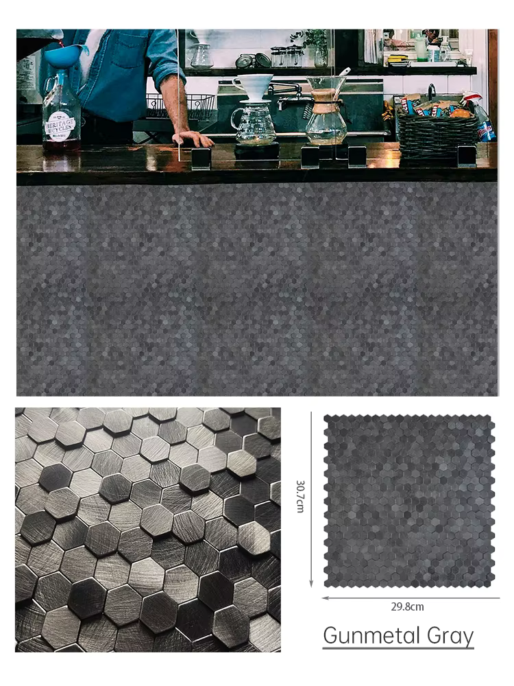 Tuiles hexagonales autocollantes pour crédence, effet 3D haut-bas, mosaïque autocollante pour mur de