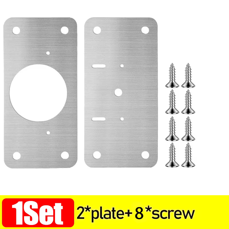 Kit de réparation de charnières de meuble 2/20x, plaque de fixation plate en acier inoxydable pour a