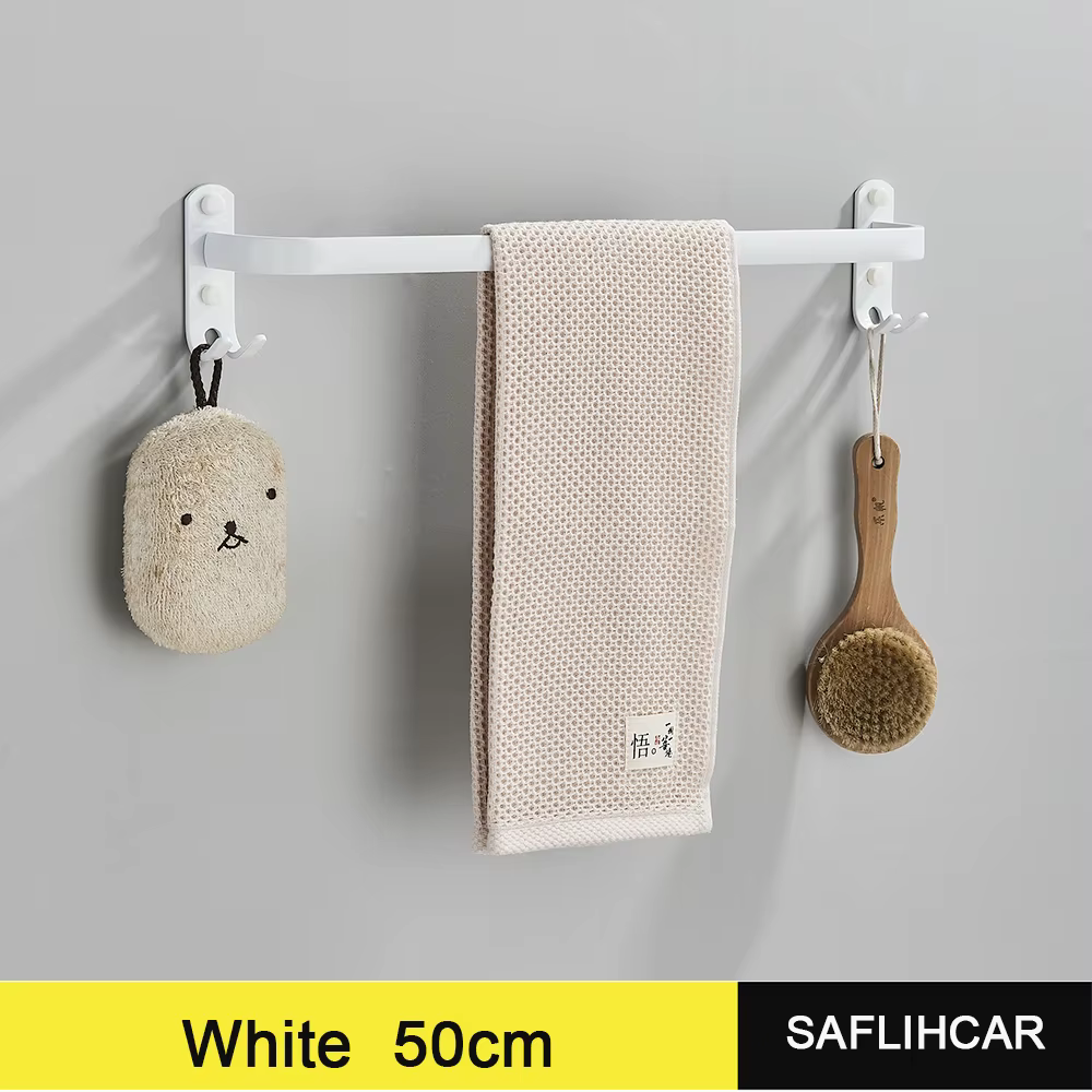 Porte-serviettes mural en aluminium blanc T1 HOSpace, porte-serviettes, porte-serviettes, rail, sans