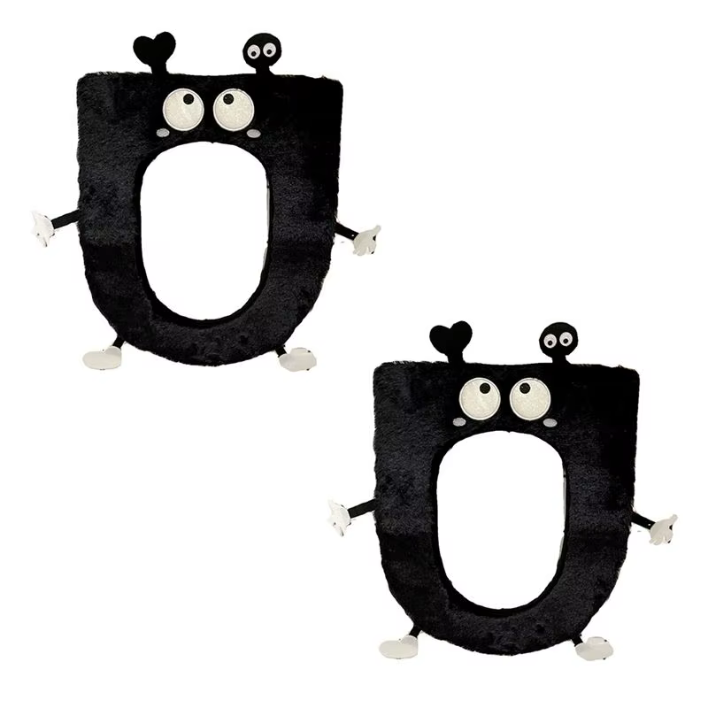 AA81 - Tapis de toilette épais pour l'hiver, tapis de toilette chaud réutilisable, housse de toilett