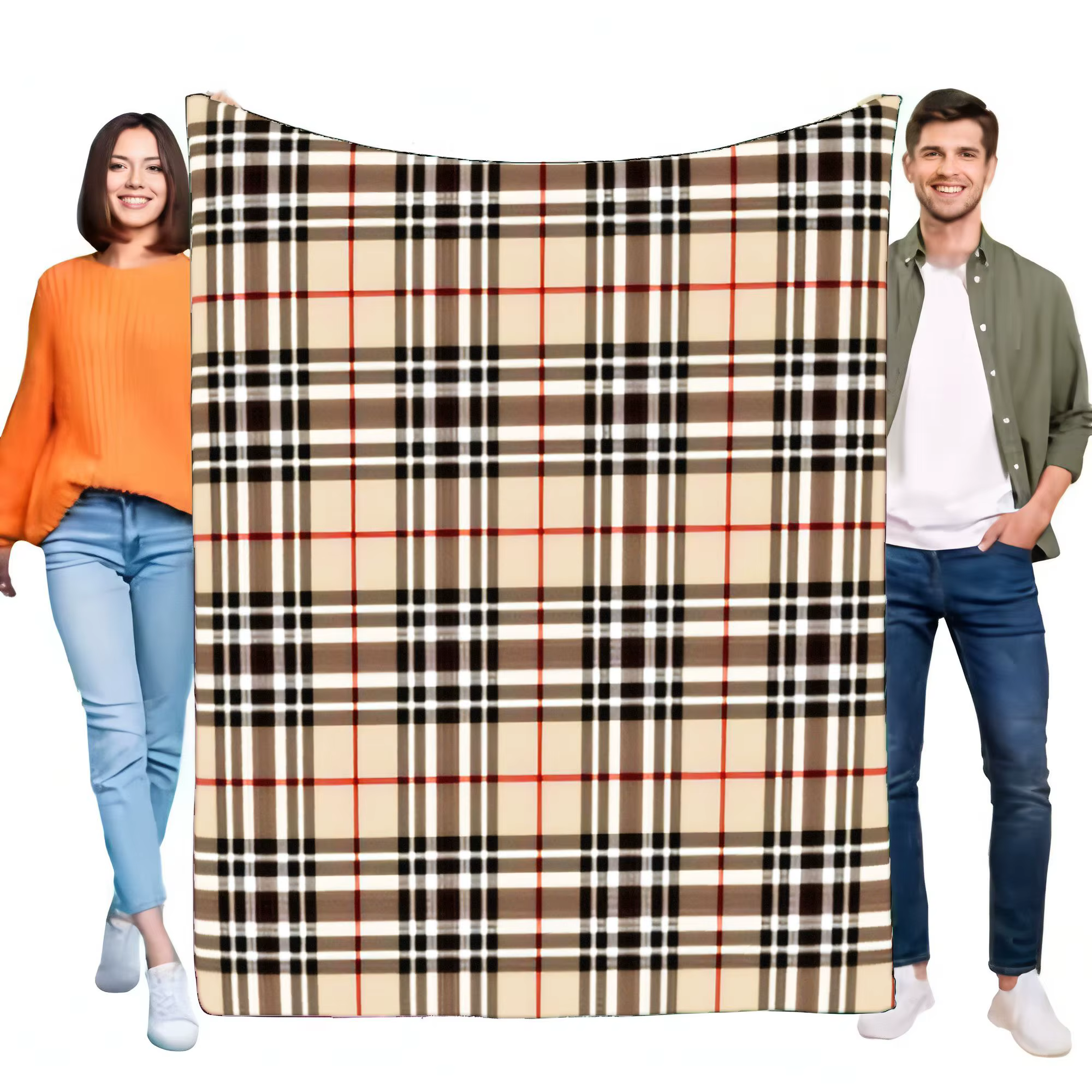 Couverture à carreaux classique, douce et confortable pour canapé-lit, légère et chaude, cadeau pour