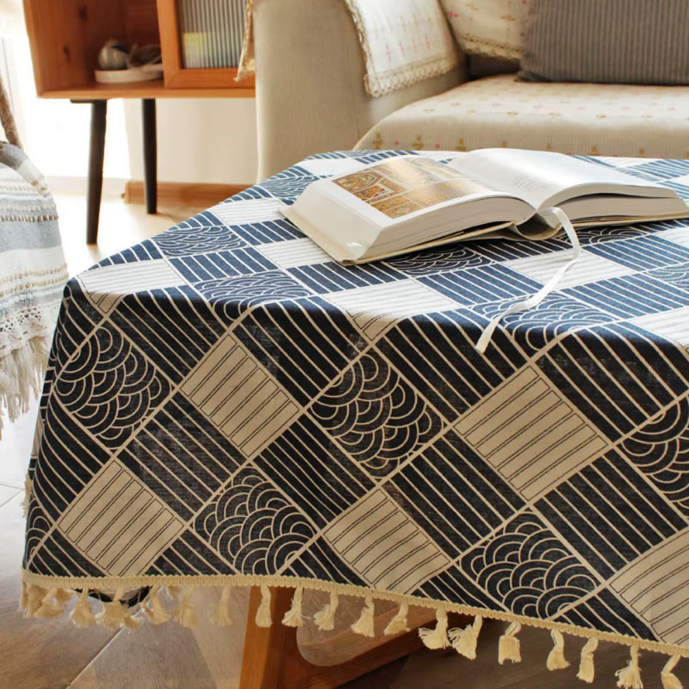 Nappe ethnique de Style nordique avec pompon, nappe bohème antidérapante, protection de Table rectan