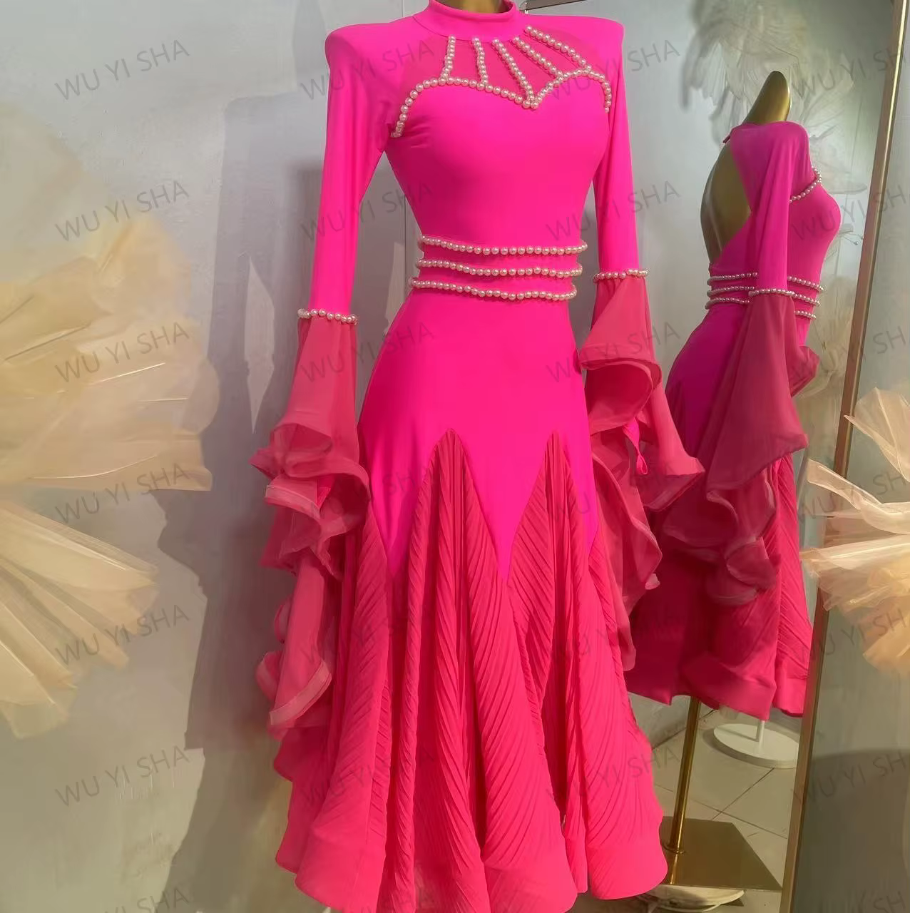 Costume de spectacle de danse de salon pour femmes, robe de compétition de salle de danse de valse, 