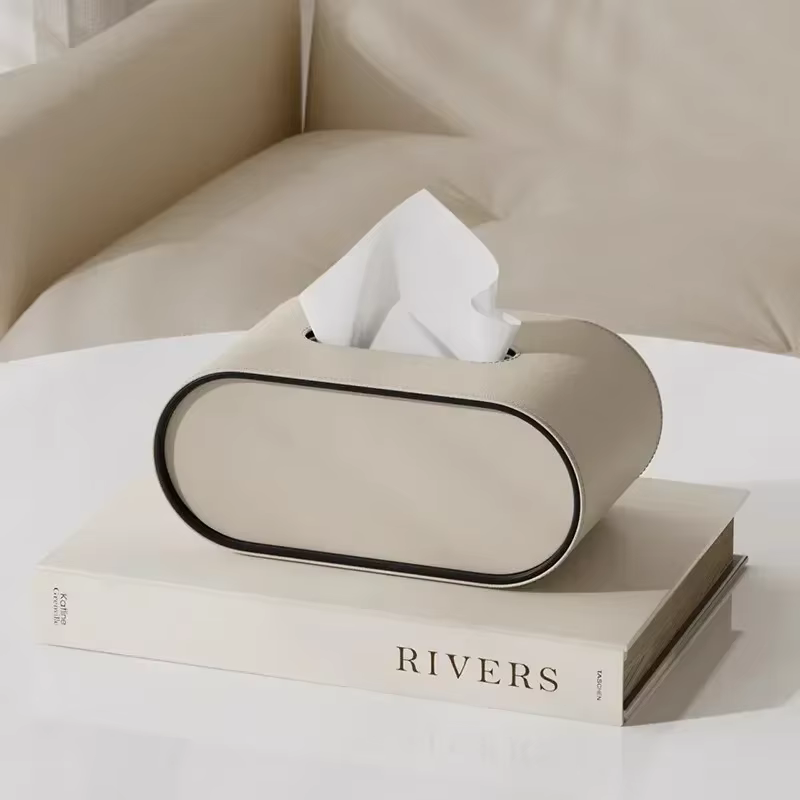 Boîte à mouchoirs en cuir narcréative, boîte en papier de luxe léger, salon haut de gamme, chambre à
