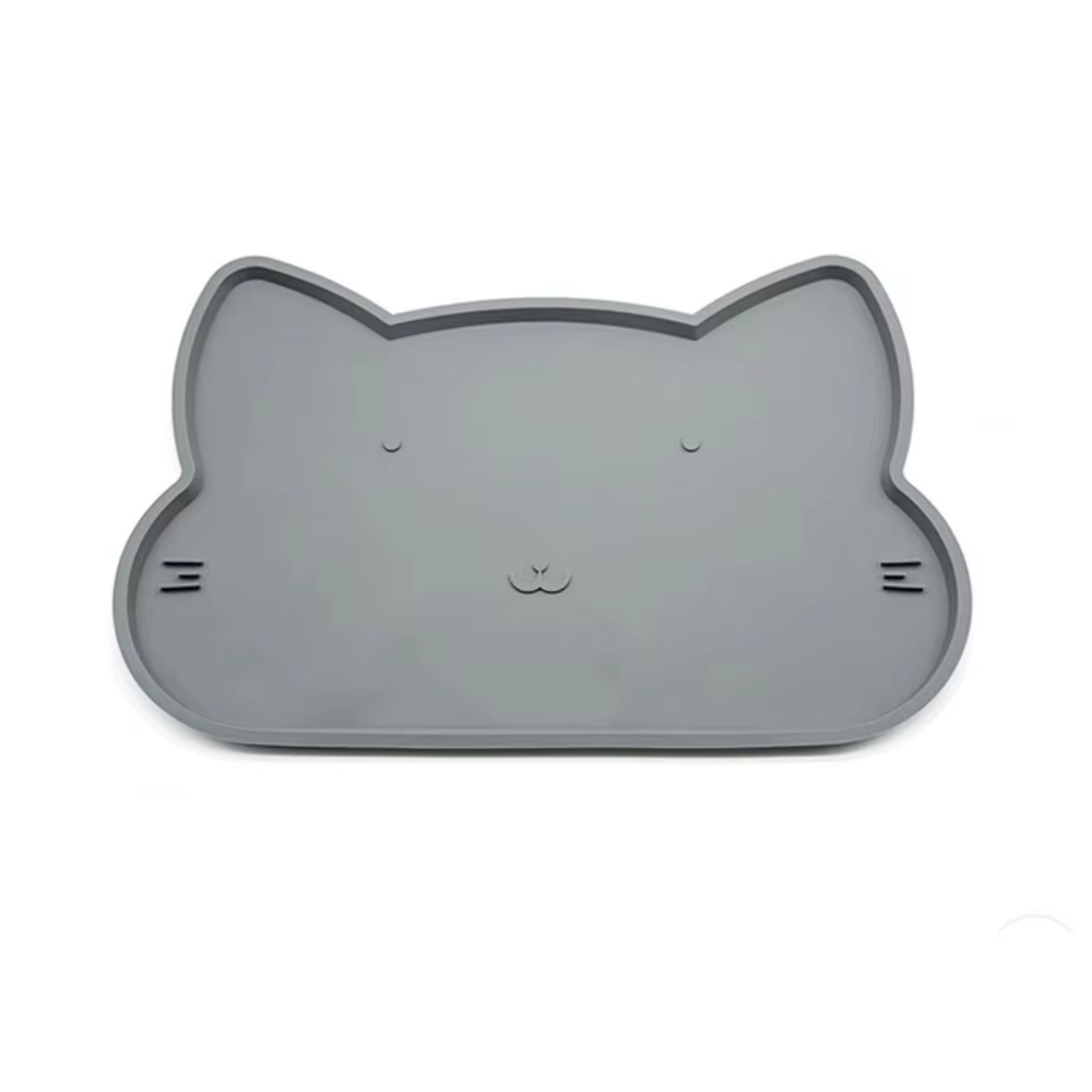 Tapis de gamelle pour animaux de compagnie en silicone durable, en forme de chat, anti-débordement, 