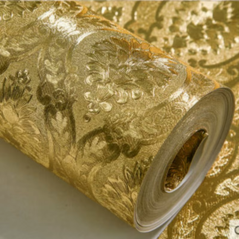 Luxe classique or papier peint chambre salon Relief damassé papier peint rouleau paillettes papier p