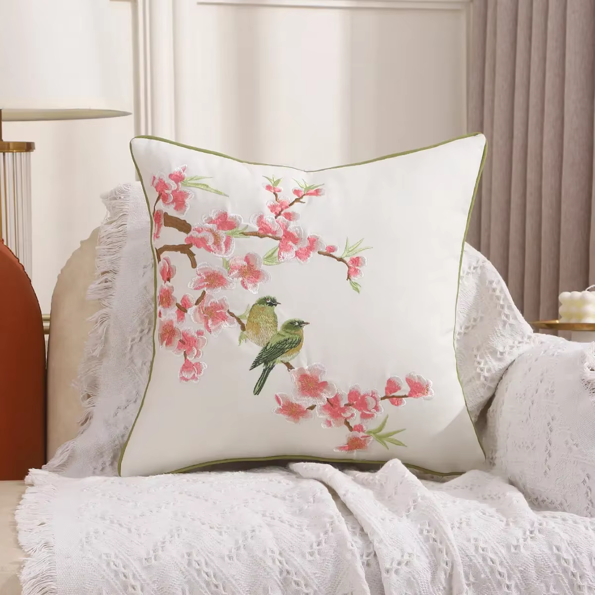 VIKAMA Housse de coussin florale nordique, minimaliste et moderne, pour canapé de salon, housse de c