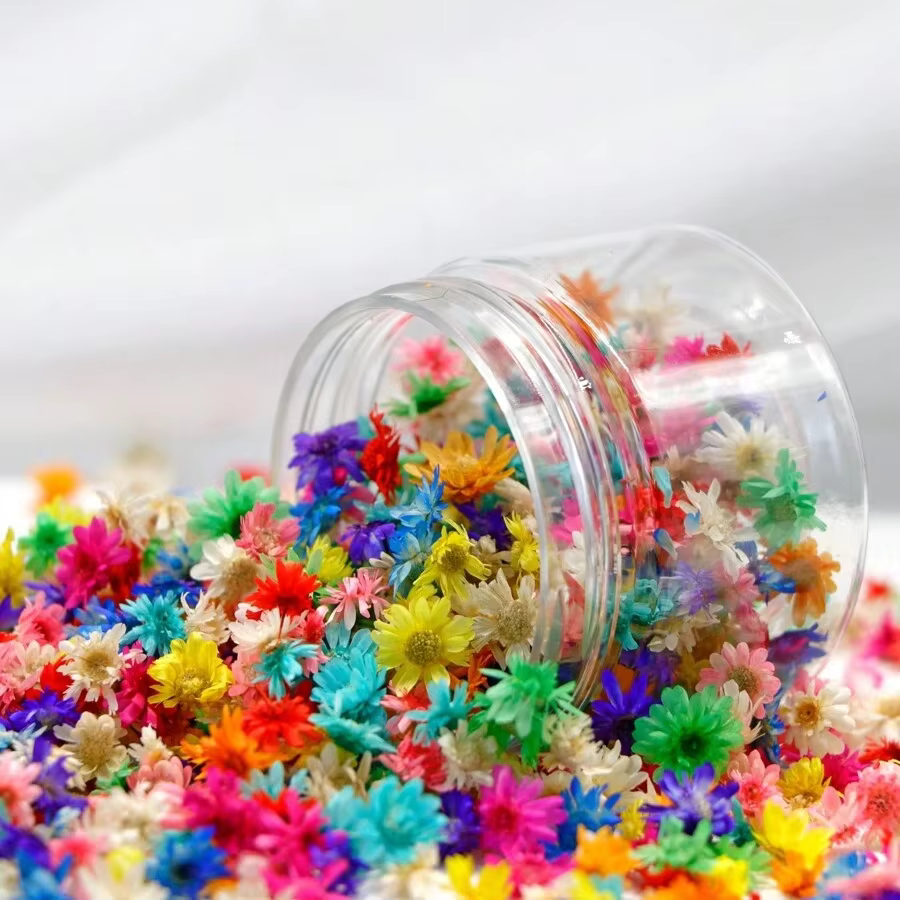 Têtes de fleurs artificielles, environ 120 pièces, bougie faite à la main, petite marguerite teinte,