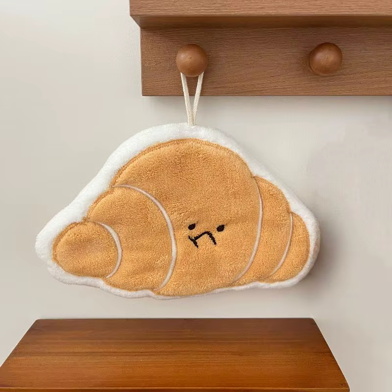 Serviette à main en pain Kawaii, épaisse et absorbante, en molleton de corail, suspendue pour cuisin