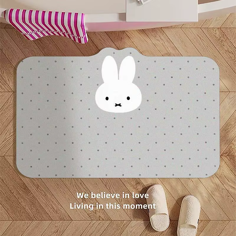 Tapis de sol Kawaii Miffy, tapis de sol simple pour toilettes, absorbant, à séchage rapide, antidéra
