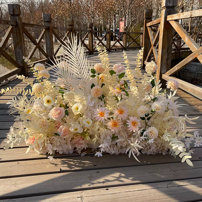 Décoration florale artificielle en soie pour mariage : rangée de roses pour allée de mariage, scène,