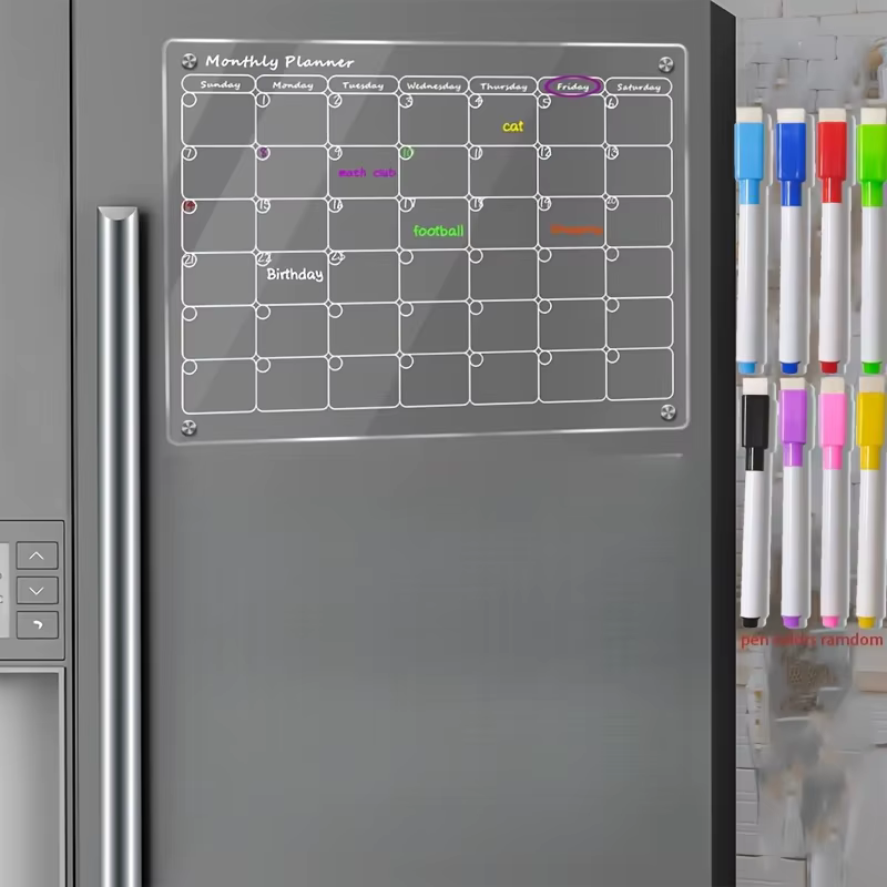 Tableau de menu magnétique en acrylique pour la cuisine, calendrier hebdomadaire en acrylique pour l