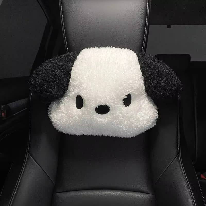 Appui-tête de voiture et coussin de siège de soutien lombaire, motif de chien noir et blanc Adorable