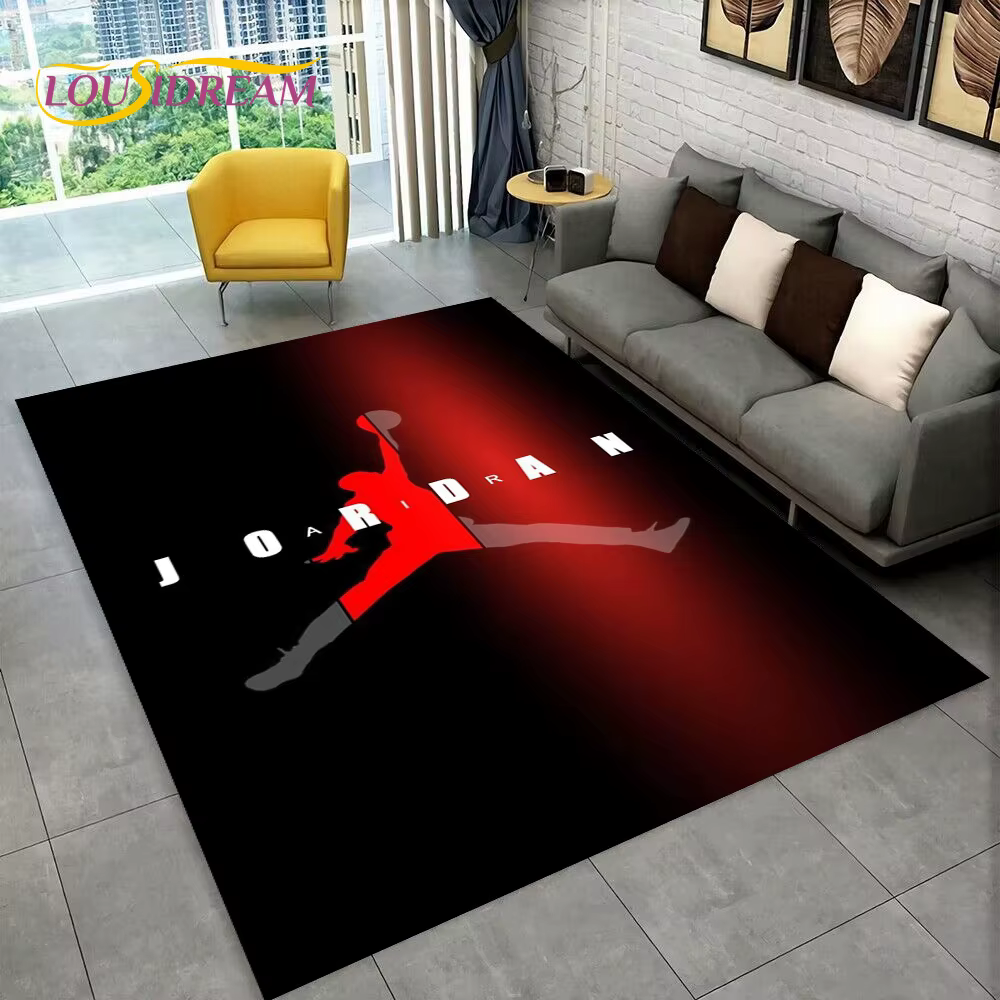 Tapis 3D Jordan-n Basketball HD pour salon, chambre à coucher, décoration de la maison, tapis de sol