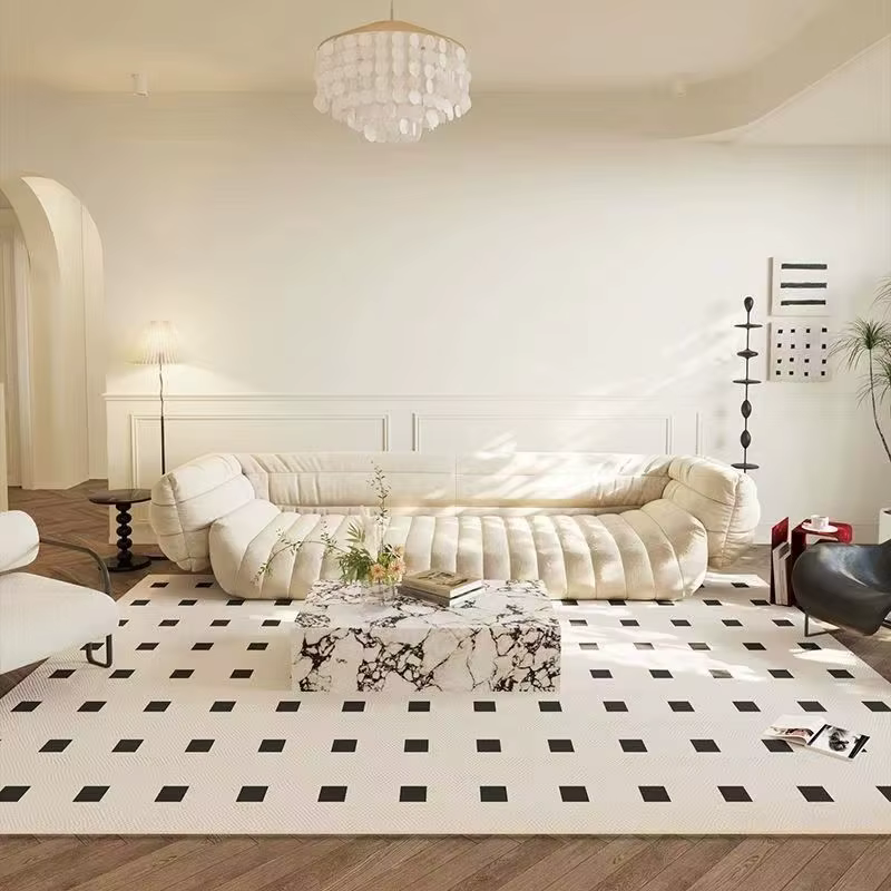 Tapis à carreaux de luxe léger, antidérapant, facile d'entretien, pour une couverture complète, tapi