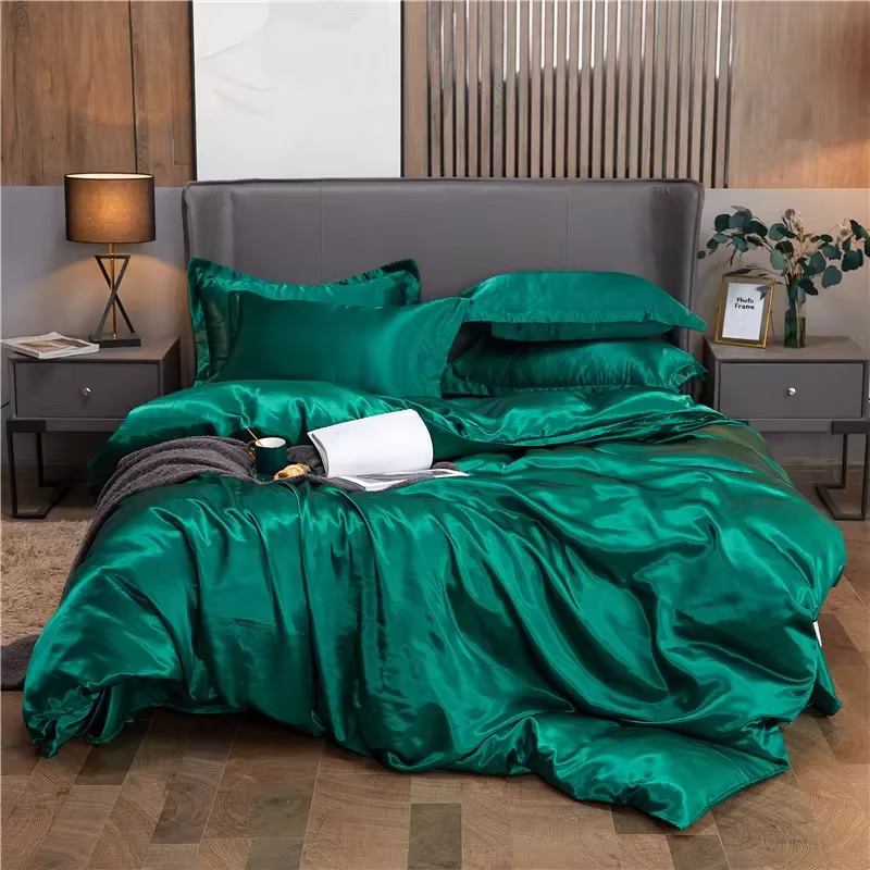 Housse de couette de luxe en Satin rayonne, Queen, haute qualité, King Size, lisse, solide, haut de 