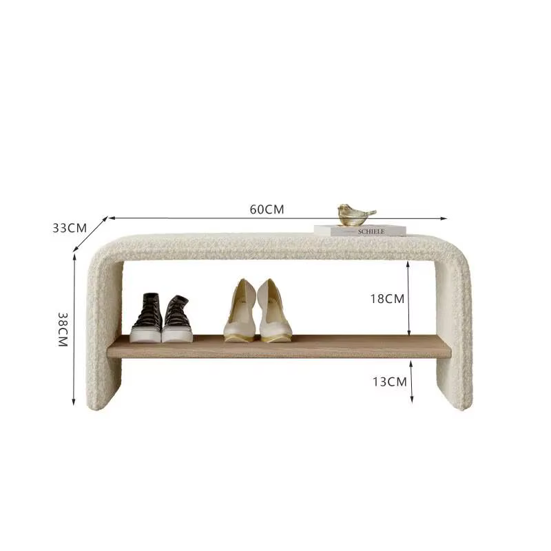 Banc d'entrée moderne et minimaliste avec rangement - Revêtement en bouclette, étagère à chaussures 