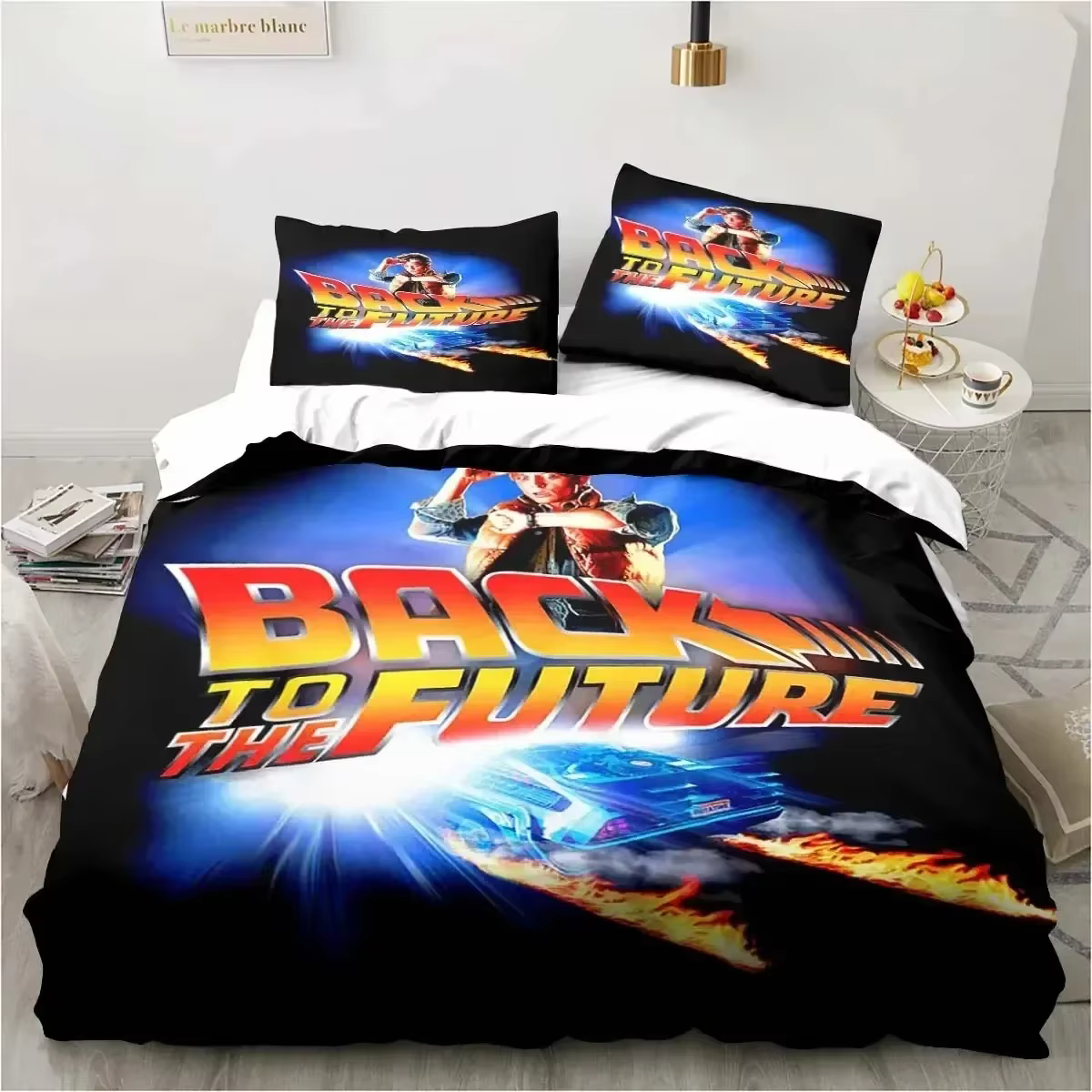 Parure de lit rétro du film classique, retour vers le futur, ensemble de trois pièces, lit simple et