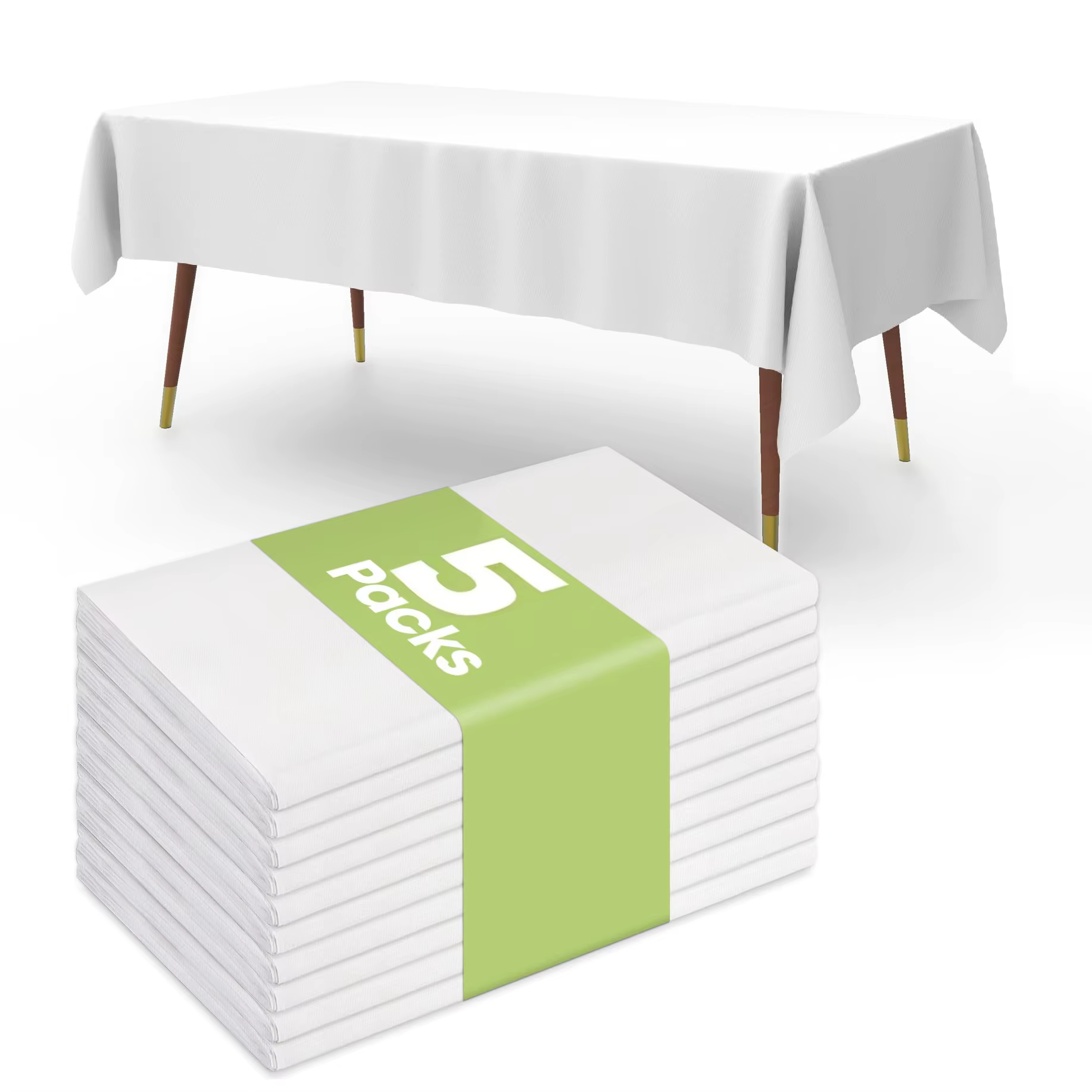 Lot de 5 nappes en plastique jetables rectangulaires blanches de 54 x 108 pouces pour pique-nique, m