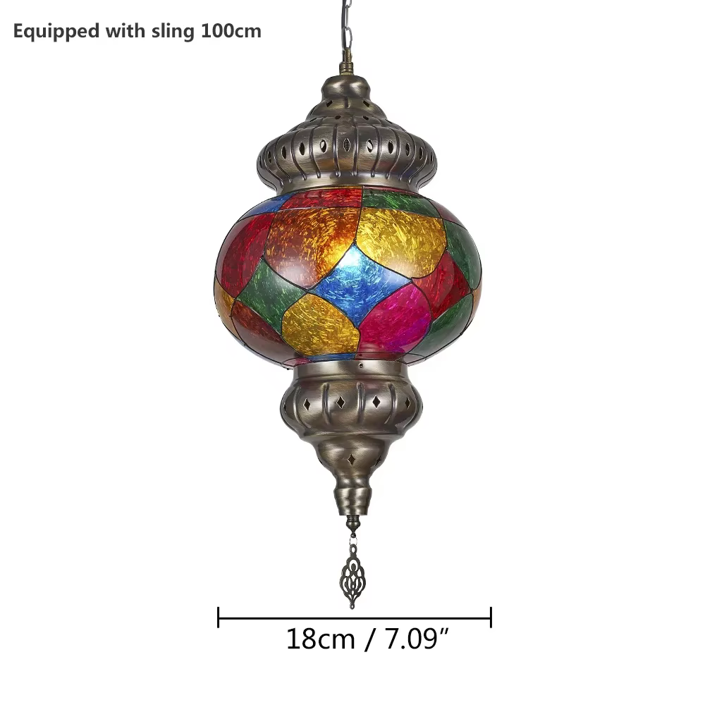 ArtSub-Lustre en Mosaïque Turque, Plafonnier en Verre Coloré, Éclairage Marocain pour Salon et Chamb