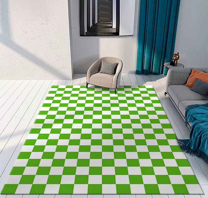 Tapis à carreaux en damier pour salon marocain, chambre à coucher, lea antidérapant, tapis d'entrée,