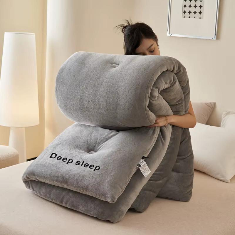 Nouveau hiver polaire couette solide vert chaud confortable épaissi polaire épais couette couverture