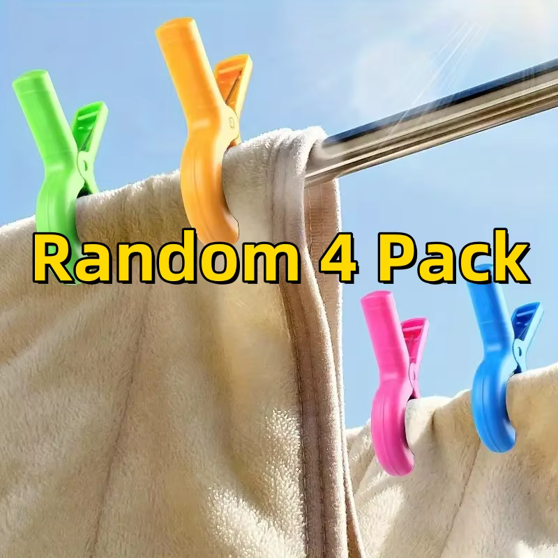 4 pinces à serviettes de plage robustes – Coupe-vent pour piscine, croisière et chaises, style pince