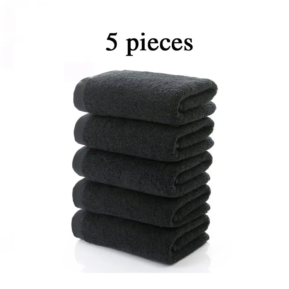 Ensemble de serviettes de visage noires pour hommes, 100% coton, pas de décoloration, serviettes à m