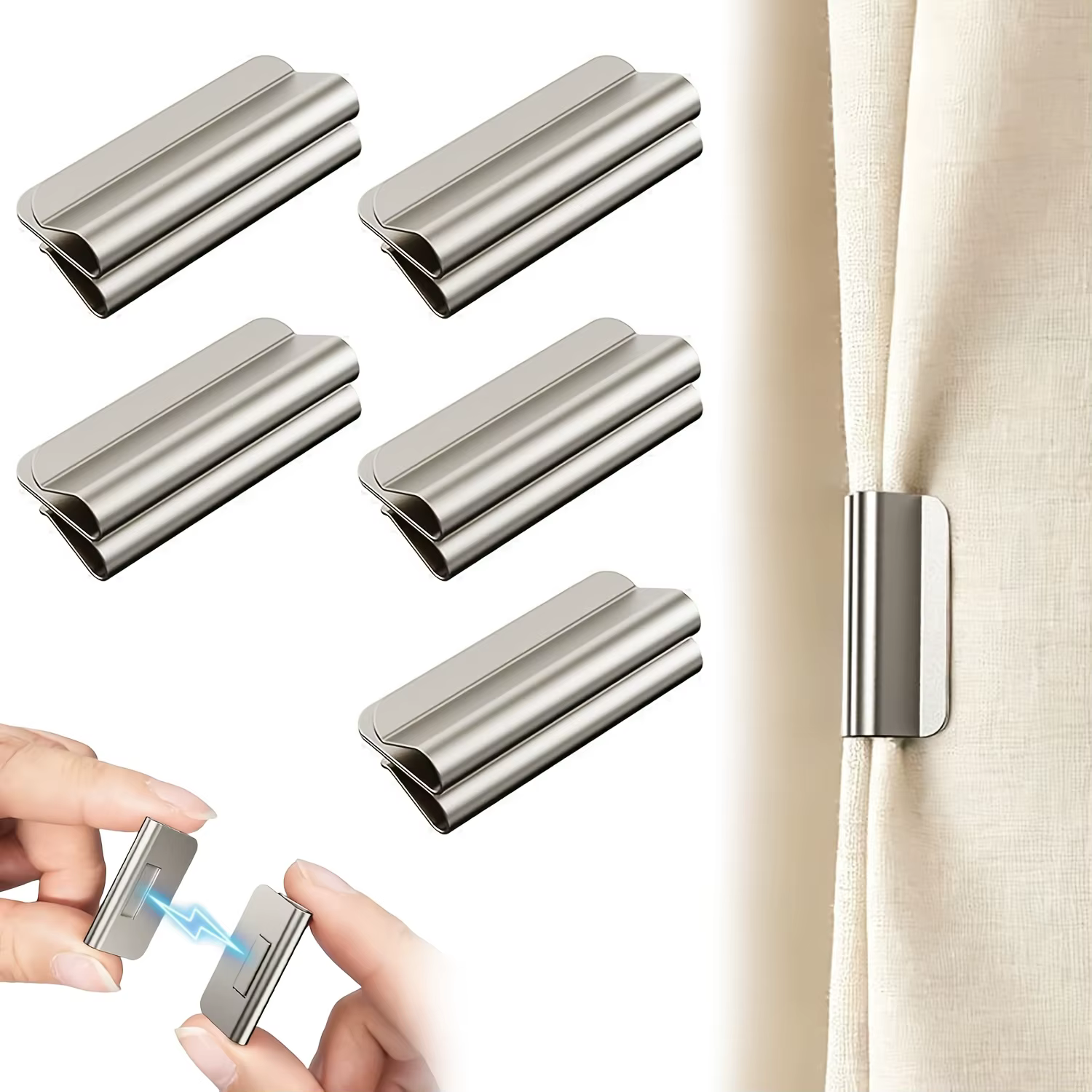 Boucle magnétique de fermeture et de fixation pour rideaux, clips décoratifs détachables pour rideau