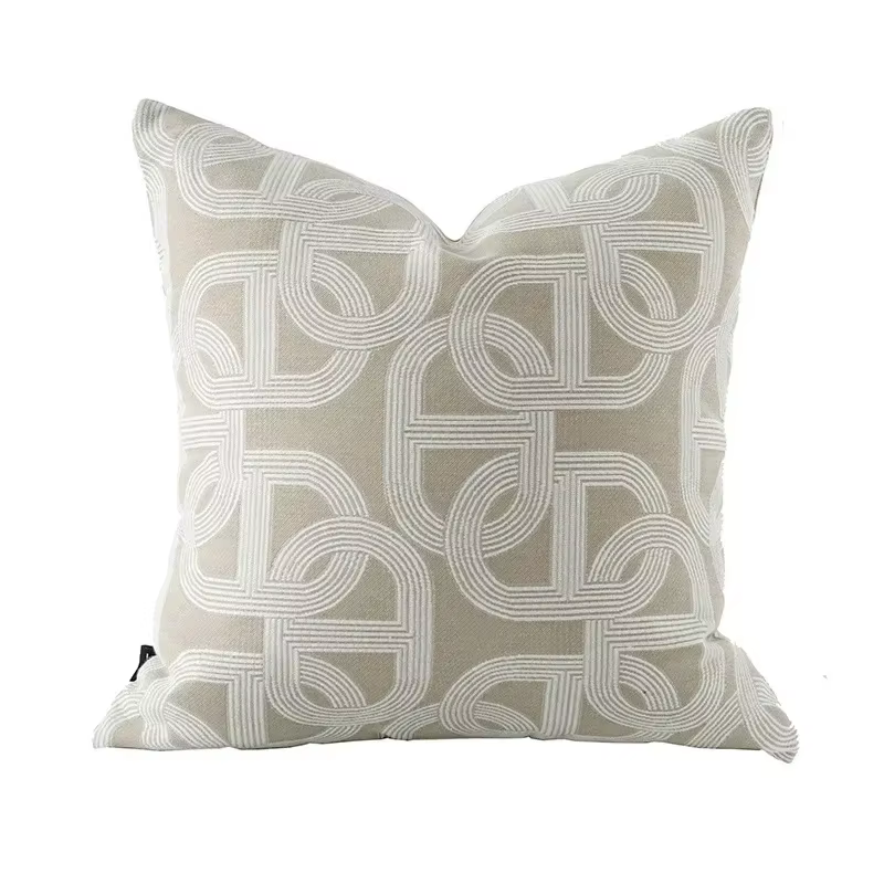 Housse de coussin de luxe française haut de gamme, taie d'oreiller en Jacquard géométrique à flocons