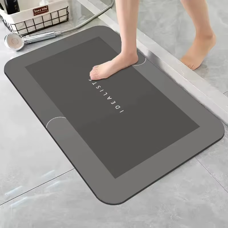Tapis de bain en diatomite super absorbant, antidérapant, doux, pour salle de bain, chambre à couche