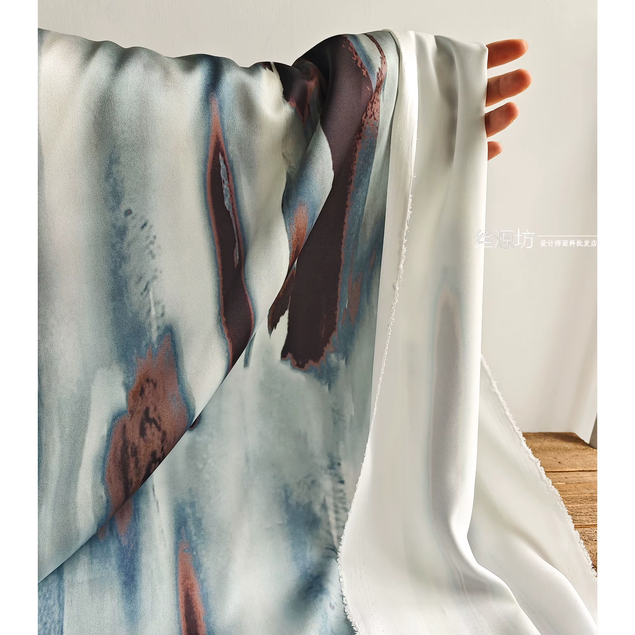 Rideaux en Satin tissu maison fait à la main bleu Royal pierre imprimé Vintage robe de créateur robe