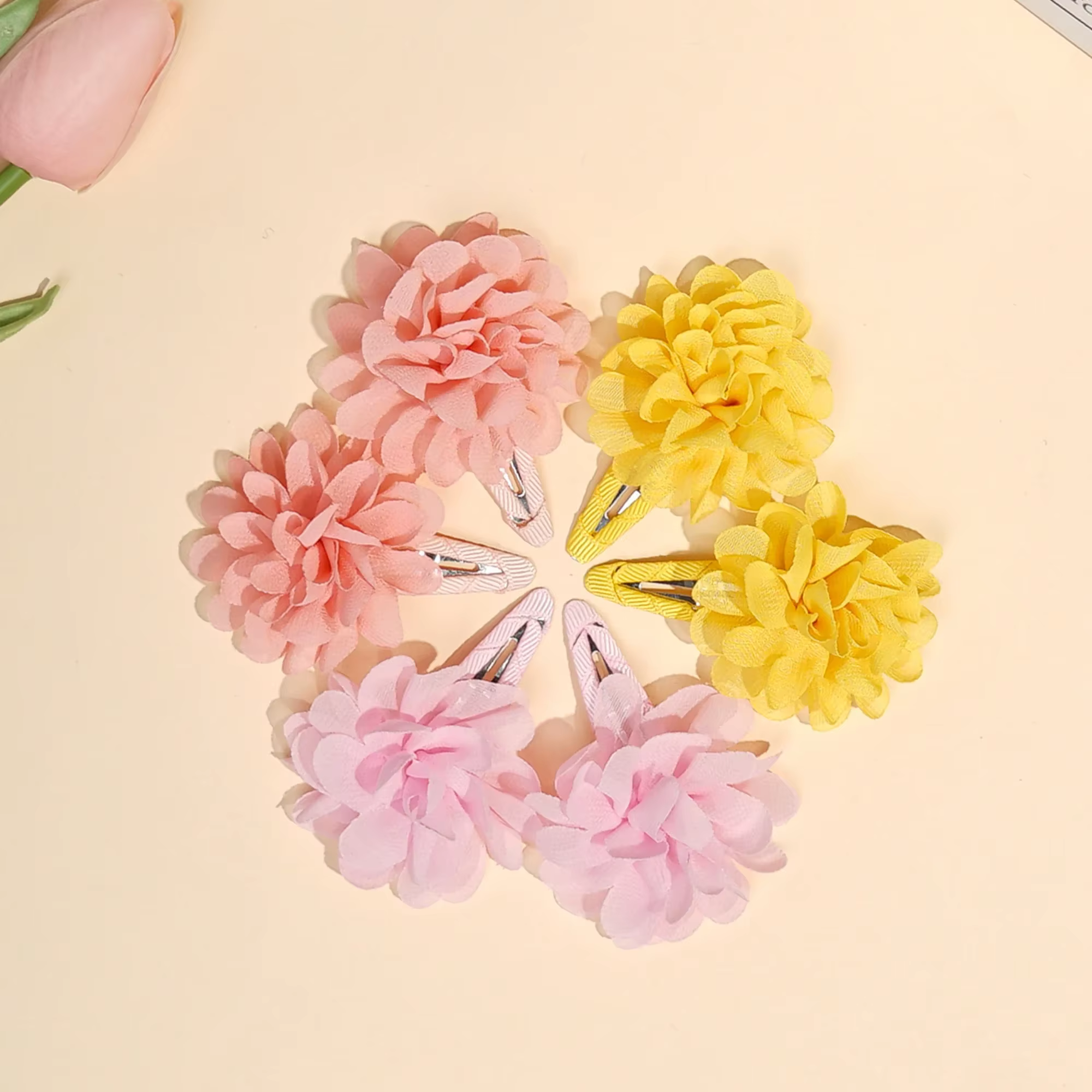 6 pinces à cheveux antidérapantes en forme de fleur en mousseline, accessoires de princesse pour fil