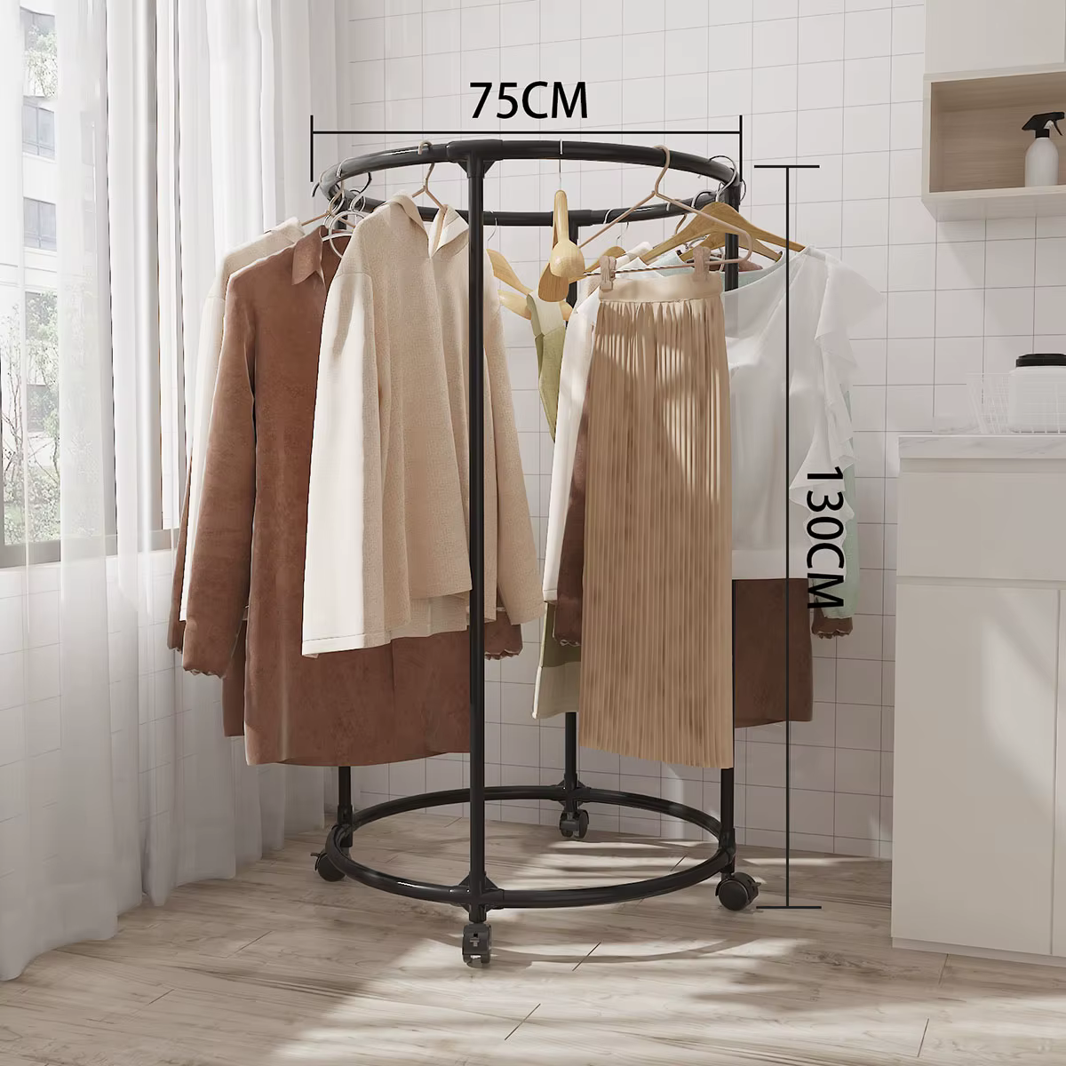 Support de séchage rond, support de séchage pour linge de lit en fer, peut être tourné, présentoir p