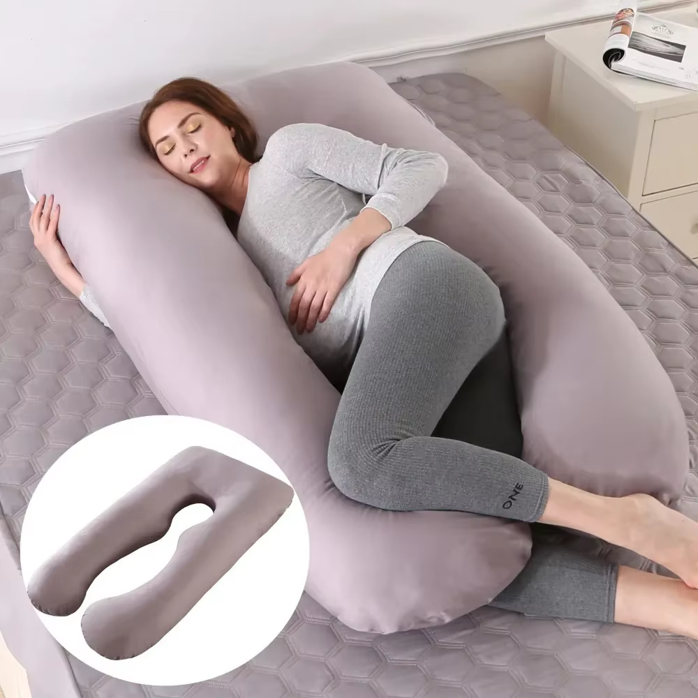 Oreiller de soutien de couchage pour femmes enceintes, taie d'oreiller en coton en forme de U, oreil