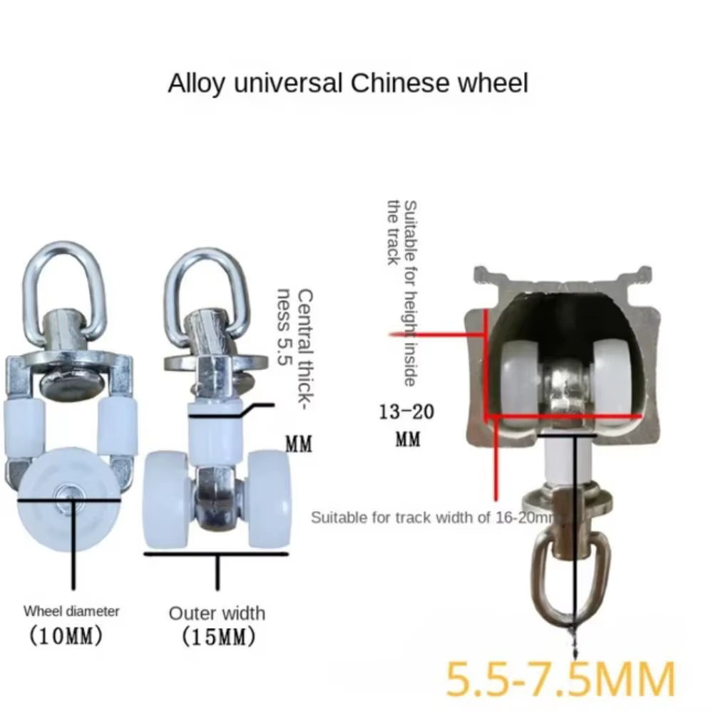 Roues Métalliques pour Rideaux, Crochets Silencieux, Rouleau de Piste Multifonctionnel, Rail de Drap