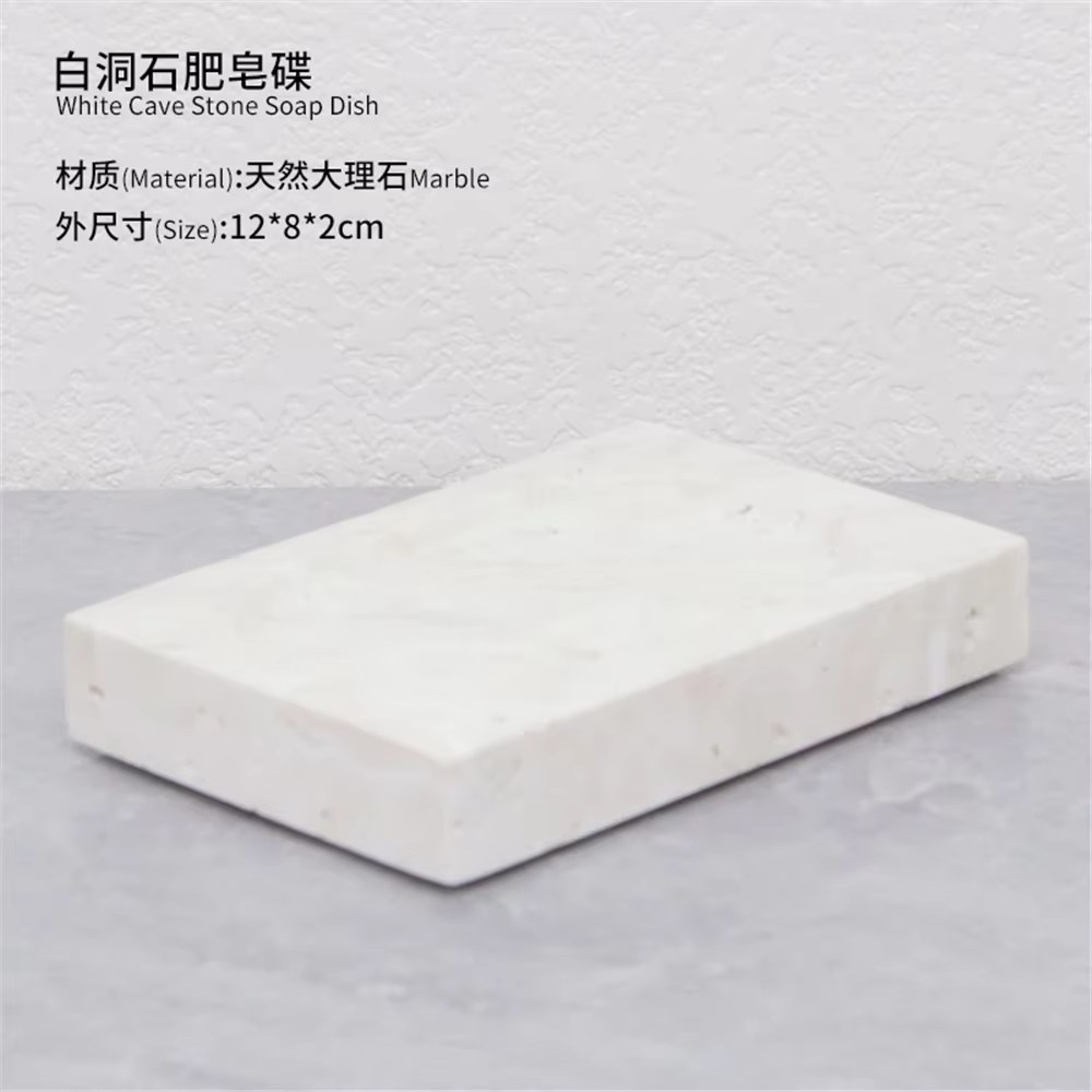 Ensemble d'accessoires de salle de bains en travertin Beige, distributeur de savon en marbre naturel