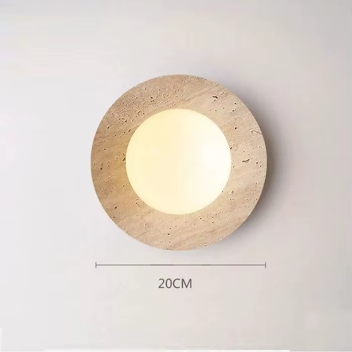 Moderne Wabi Sabi style mur LED lampe pierre jaune naturelle circulaire applique chambre salon porch