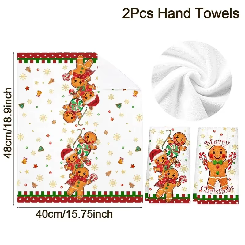 2 pièces serviettes de cuisine de noël Buffalo Plaid serviettes à main de noël décorations de noël p