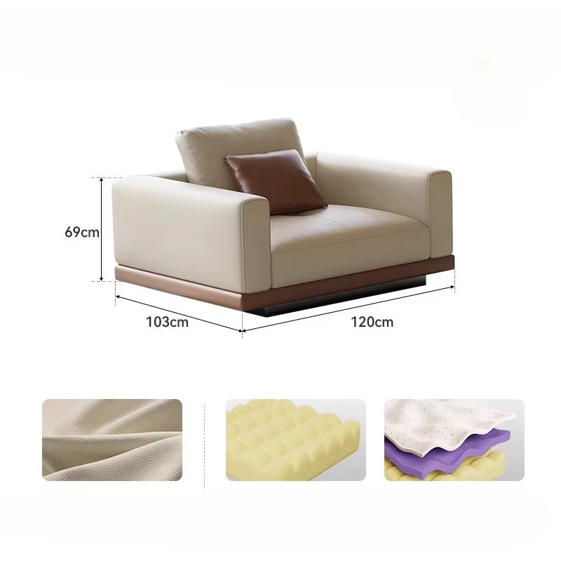 Ensemble de canapé sectionnel en cuir véritable, léger et minimaliste, pour hôtel, appartement, salo