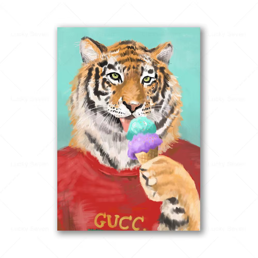 Affiches et imprimés De Portrait De luxe, léopard, tigre, Lion, peinture sur toile d'animaux, images