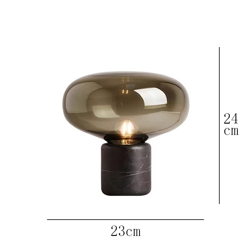 Lampe de table en marbre de luxe moderne fumée gris verre lampe de bureau design minimaliste postmod